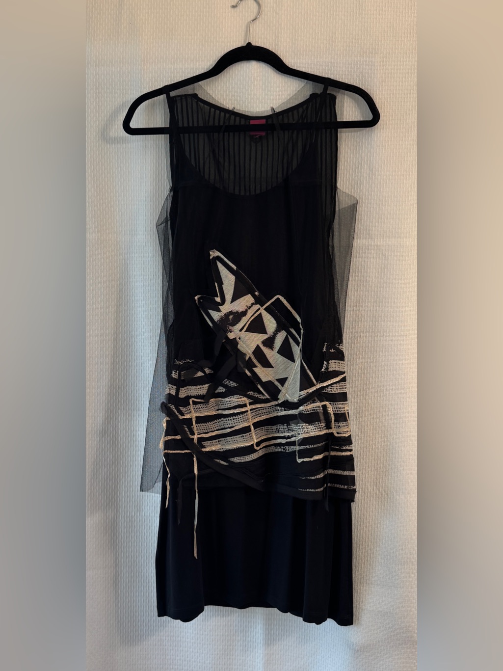Save The Queen Vintage Silk Blend Mesh Set Avant Garde Geometric Dress Italy M